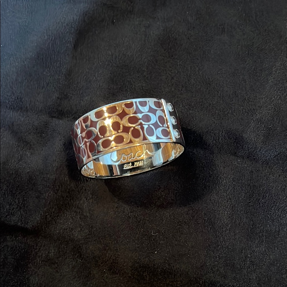 Coach Signature C Brown and Silver Bracelet